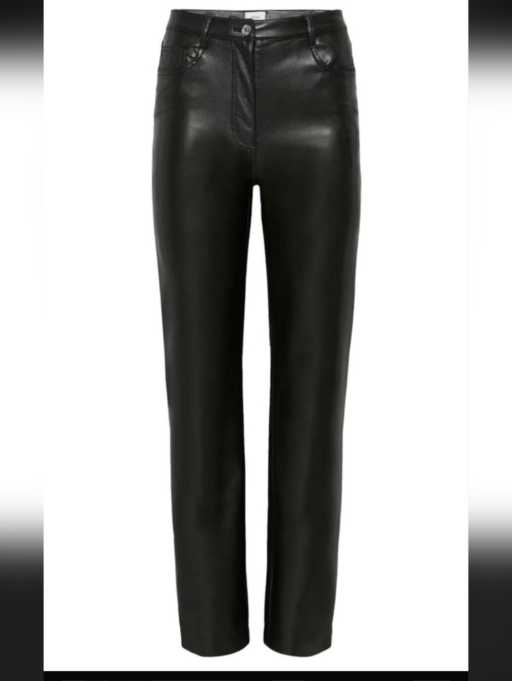 Aritzia Wilfred The Melina Black Leather Straight Leg Pants